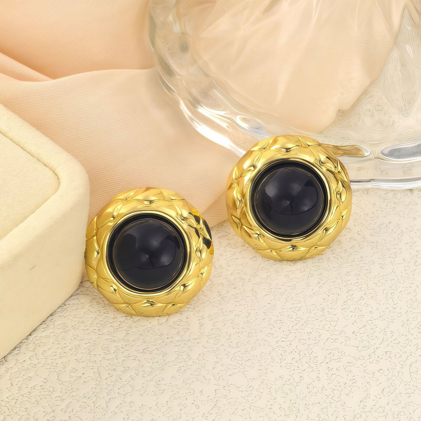 Stainless Steel Geometric Round Ear Light Luxury High-grade Color Stud Earrings