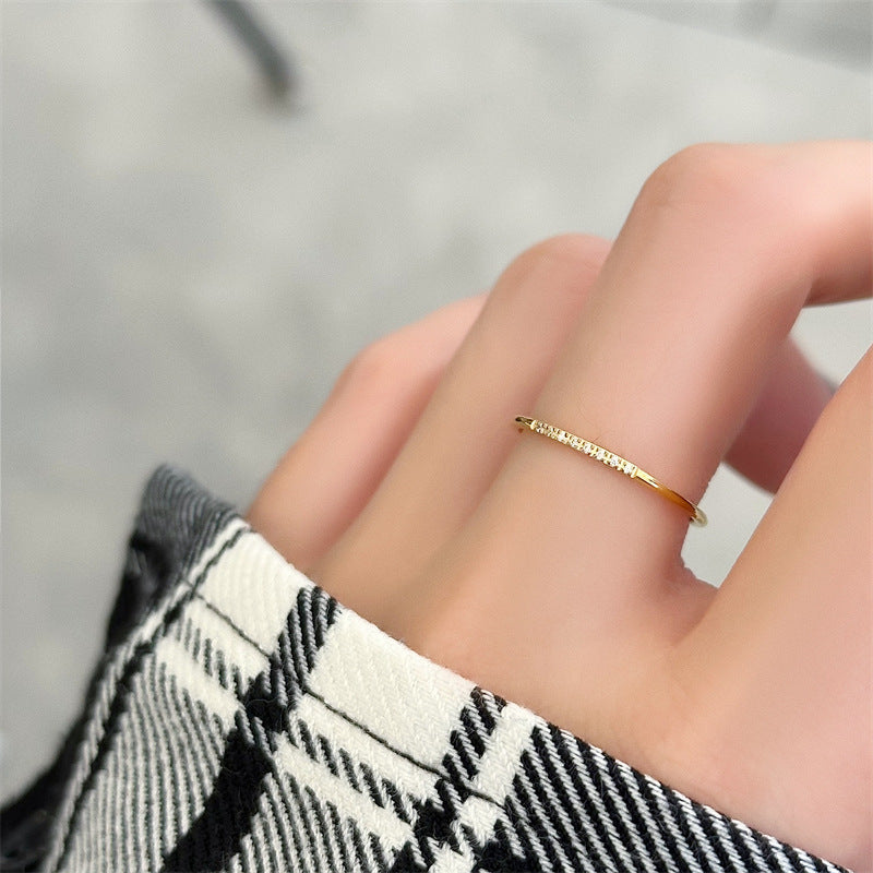 Temperament Basic Diamond Gold-plated Index Finger Ring