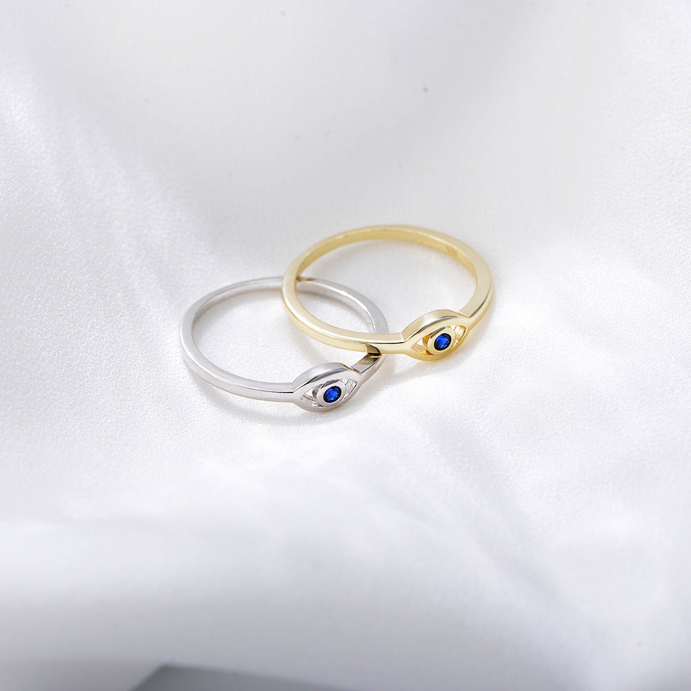 Devil's Eye Female Personality Retro Gold-plated Blue Rings