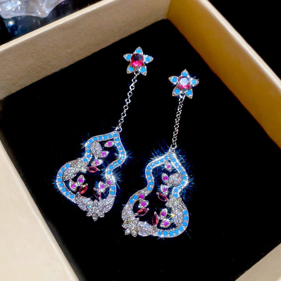 Women's Zircon Flower Light Luxury High-grade Temperament Fashion Earrings
