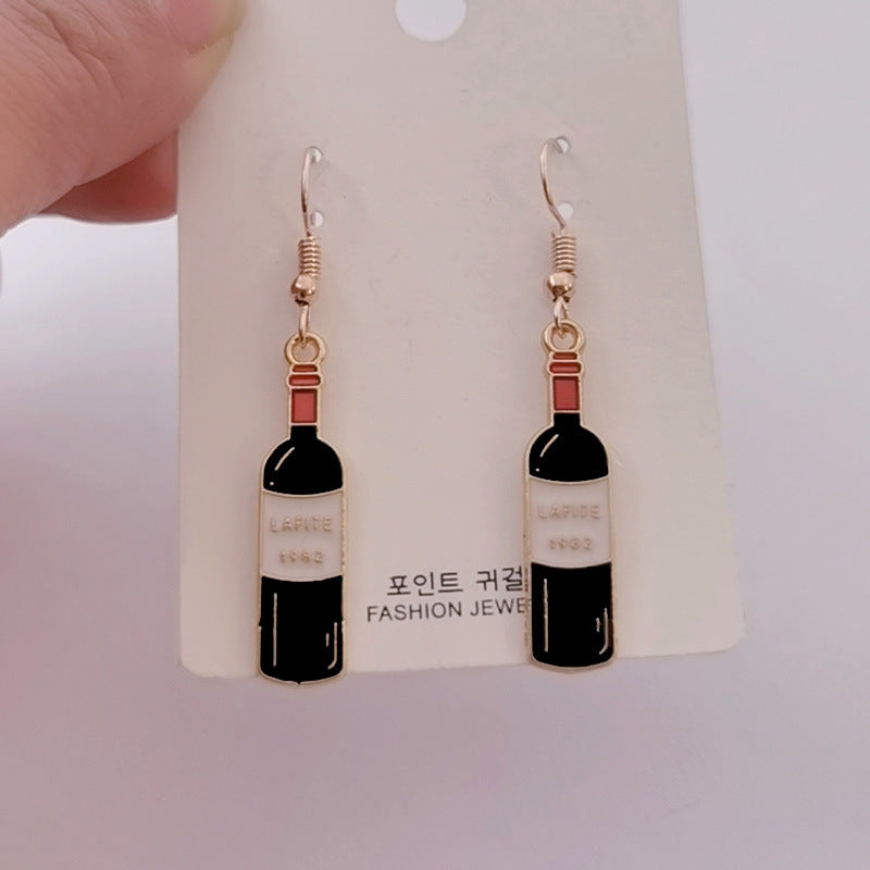 Enamel Wine Glass Red Mini Food Gifts Earrings