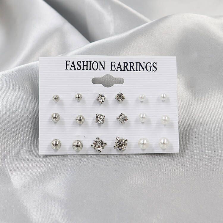 Graceful Pearl Large Circle Metal Pairs Rings