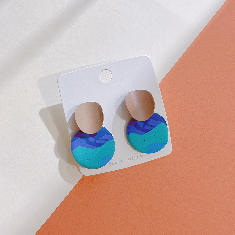 Women's Polymer Clay Small Cute Geometric Pattern Earrings