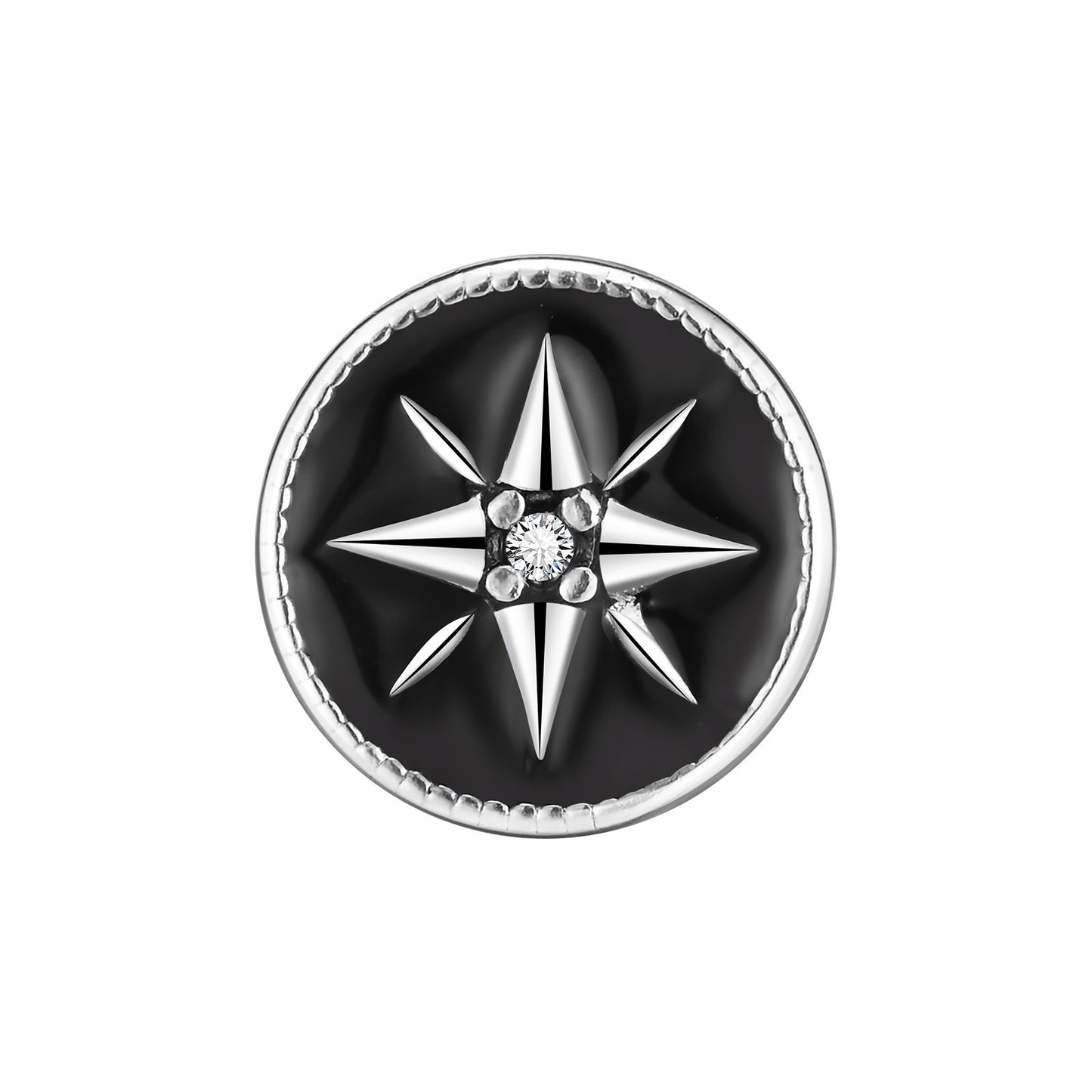 Hop Stainless Steel Drop Vinyl Zircon Eight Awn Star Round Stud Earrings