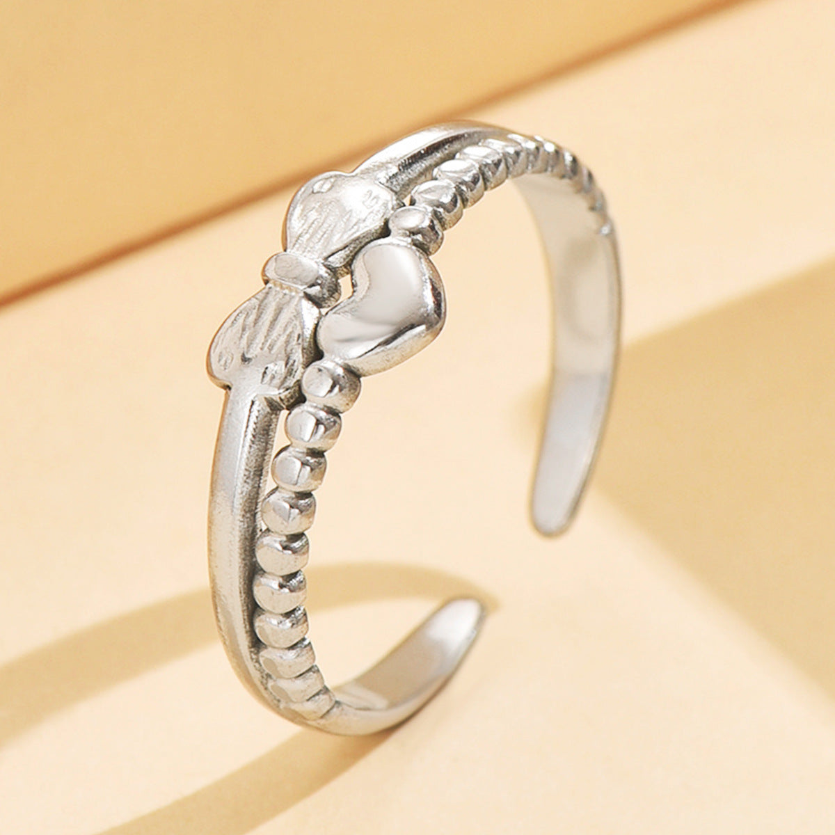 Sweet College Style Bow Twin Cute Ring