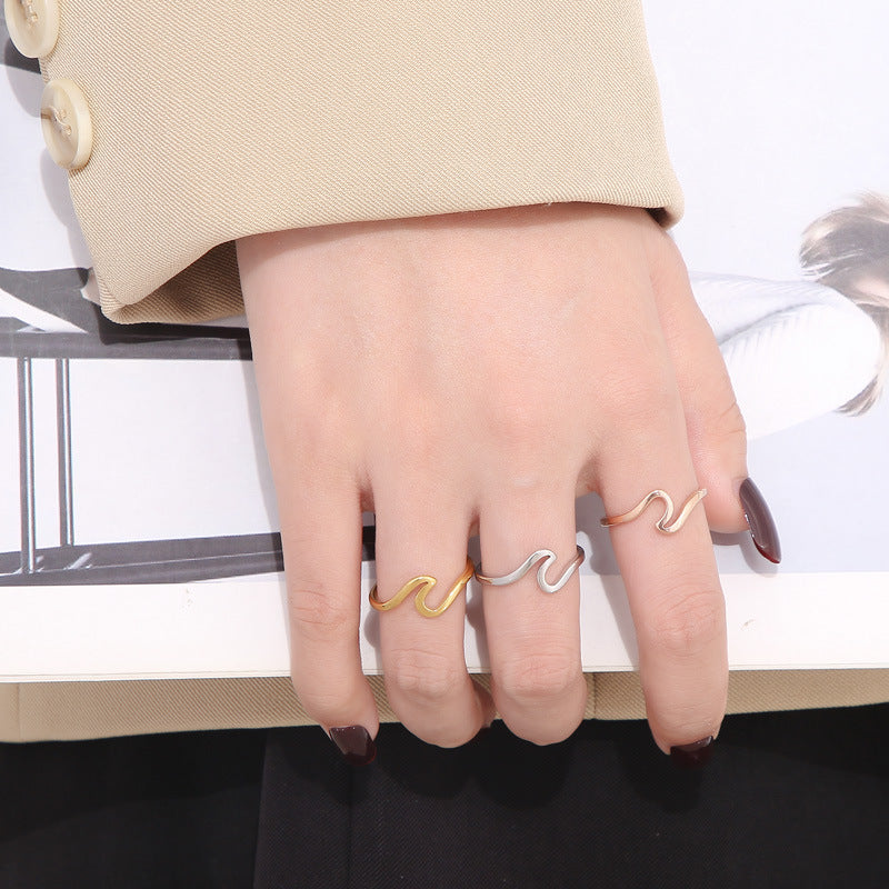 Wave Simple Female Fashion Geometric Shape Rings