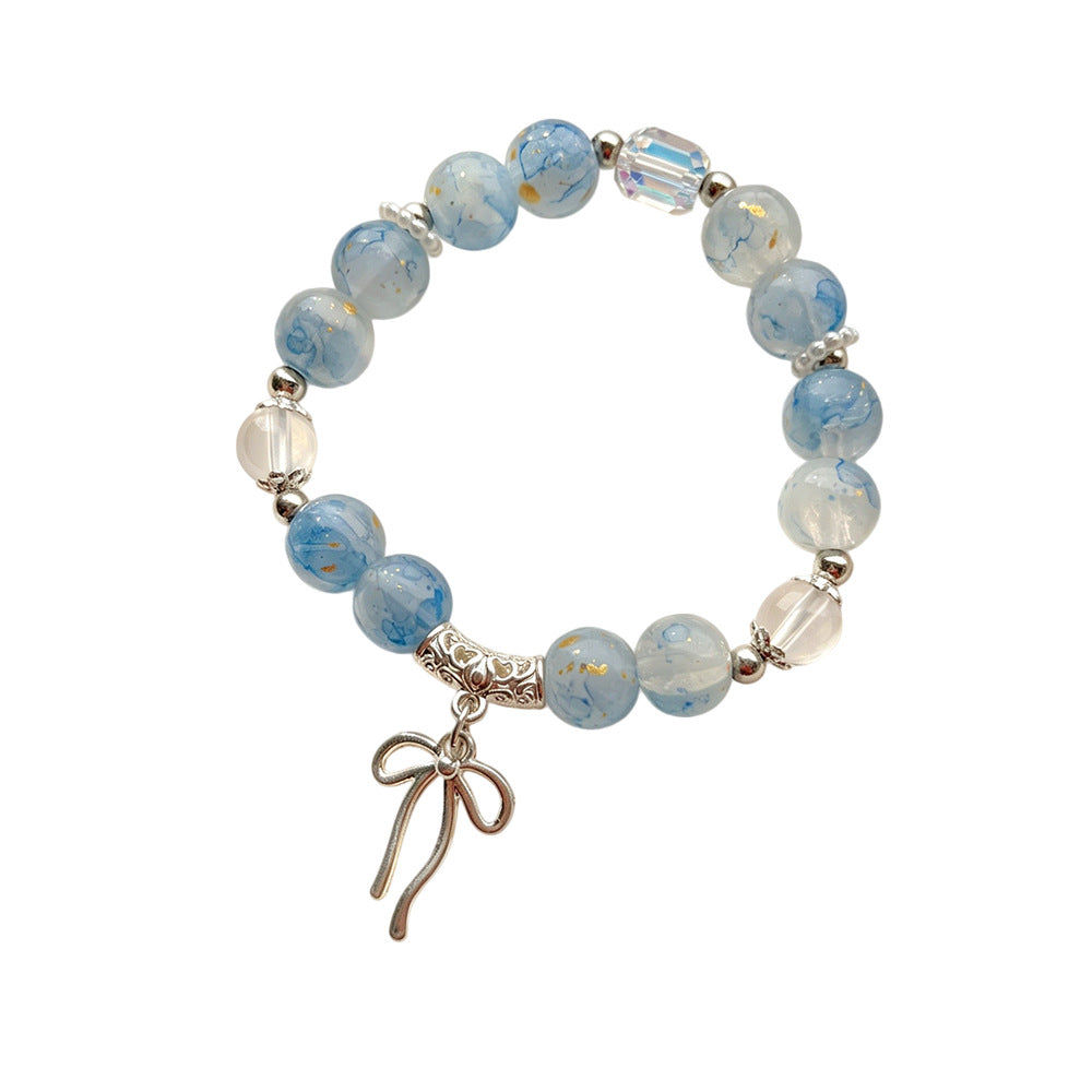 Women's Candy Color Floating Flowers Glazed Bow Cultural Creative Scenic Bracelet