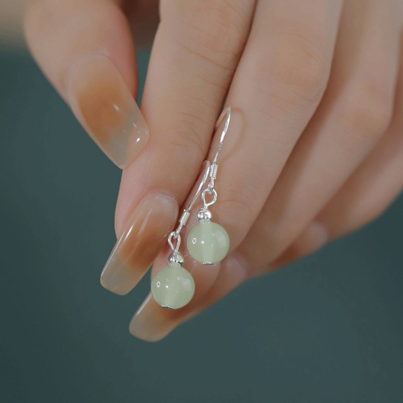 Women's Sier Jade For Summer Red Agate Ear Earrings