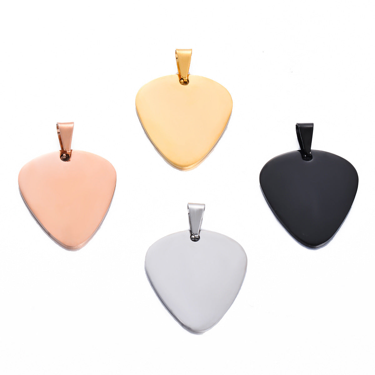 Women's & Men's Steel Hang Tag Glossy Guitar Pick Titanium Can Carve Necklace