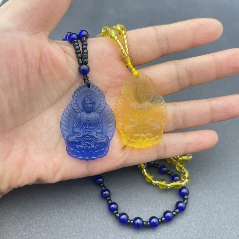 Women's & Men's Glaze Amitabha Han Pharmacist Buddha Blue Pendants