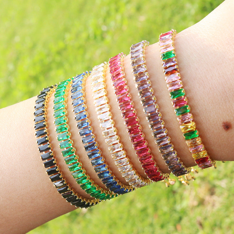 Women's Colorful Solid Color Zircon Full Diamond Bracelet