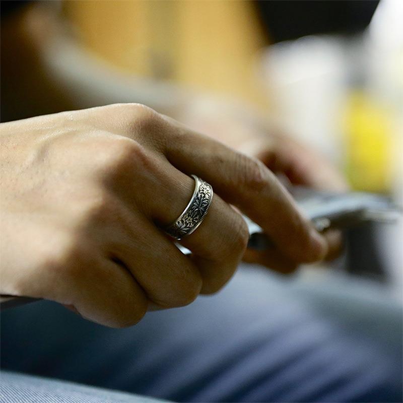 Edelweiss Pattern Thai Sier Alloy Couple Friend Rings