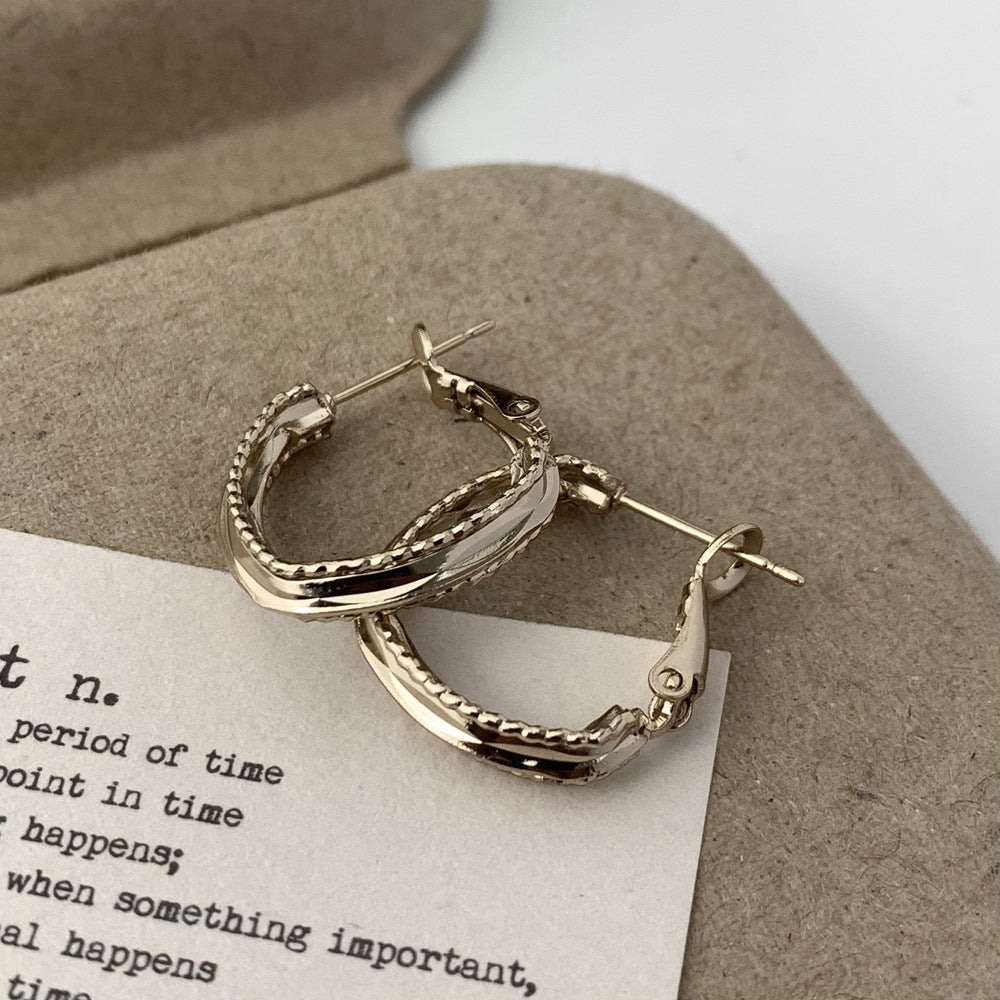 Simple Light Luxury High-grade Geometric Ear Niche Temperament Rings