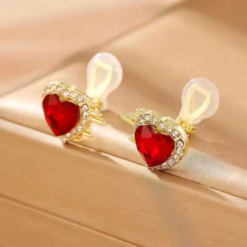 Women's Pair Cross Mirror Classic Fashion Simple Love Heart High-grade Earrings
