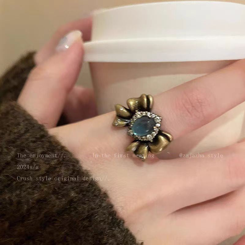 Retro Goth Gothic Butterfly Open Niche Ring