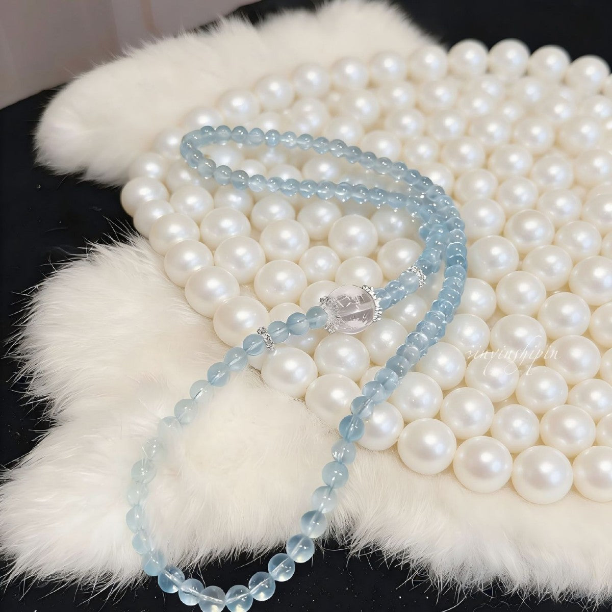 Three-ring Female Artificial White Chalcedony Business Fortune Light Bracelets