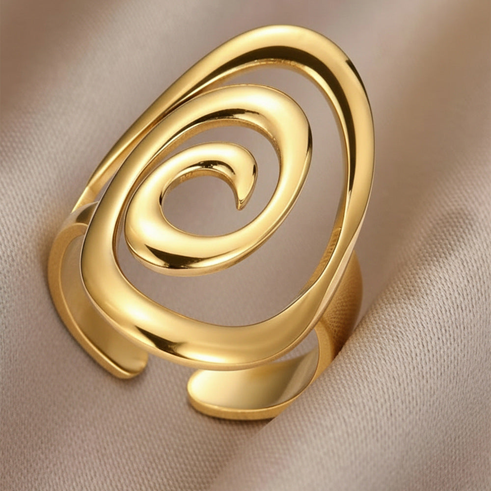 Stainless Steel Cold Wind Hollow Geometry Line Open Vacuum Plating Rings