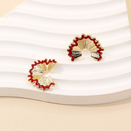 Women's Pencil Chip Design Drop Oil Cute Stud Earrings