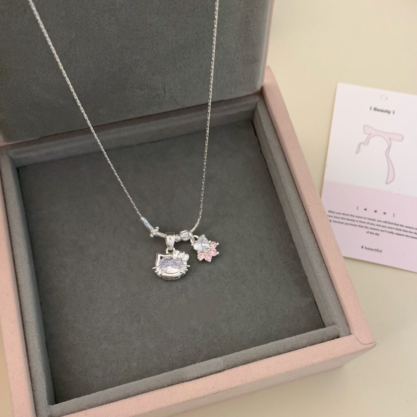 Bow Elegant Heart For Fashionable Niche Zircon Necklaces