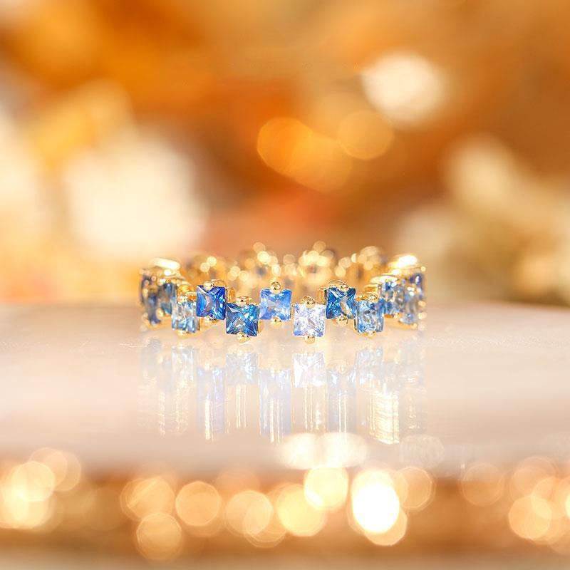 Dislocation Diamond Square Zircon Creative Gold Rings