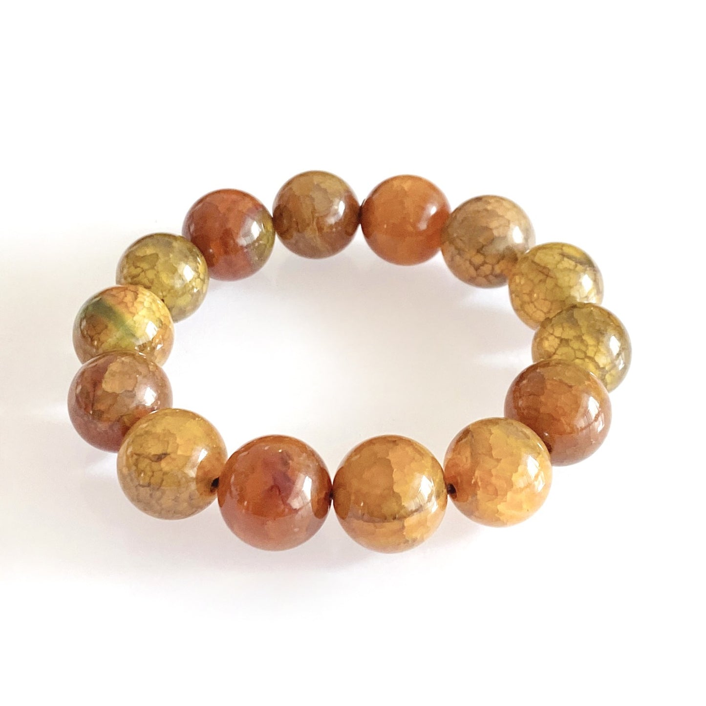 Women's & Men's Dragon Pattern Agate Single Circle Round Beads Life Scale Texture Bracelet