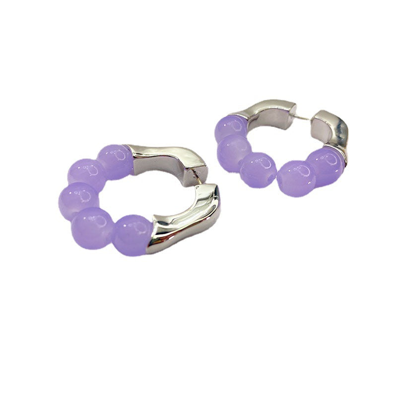 Sier Needle Trendy Female Copper White Gold Plated Beaded Personalized Rings
