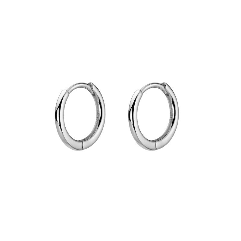 Women's & Men's Sier Solid Round Simple Graceful Small Earrings