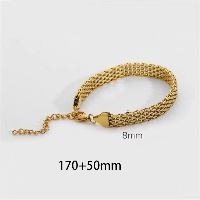 Chain Metal Rough Titanium Steel Female Clavicle Woven Snake Bracelet