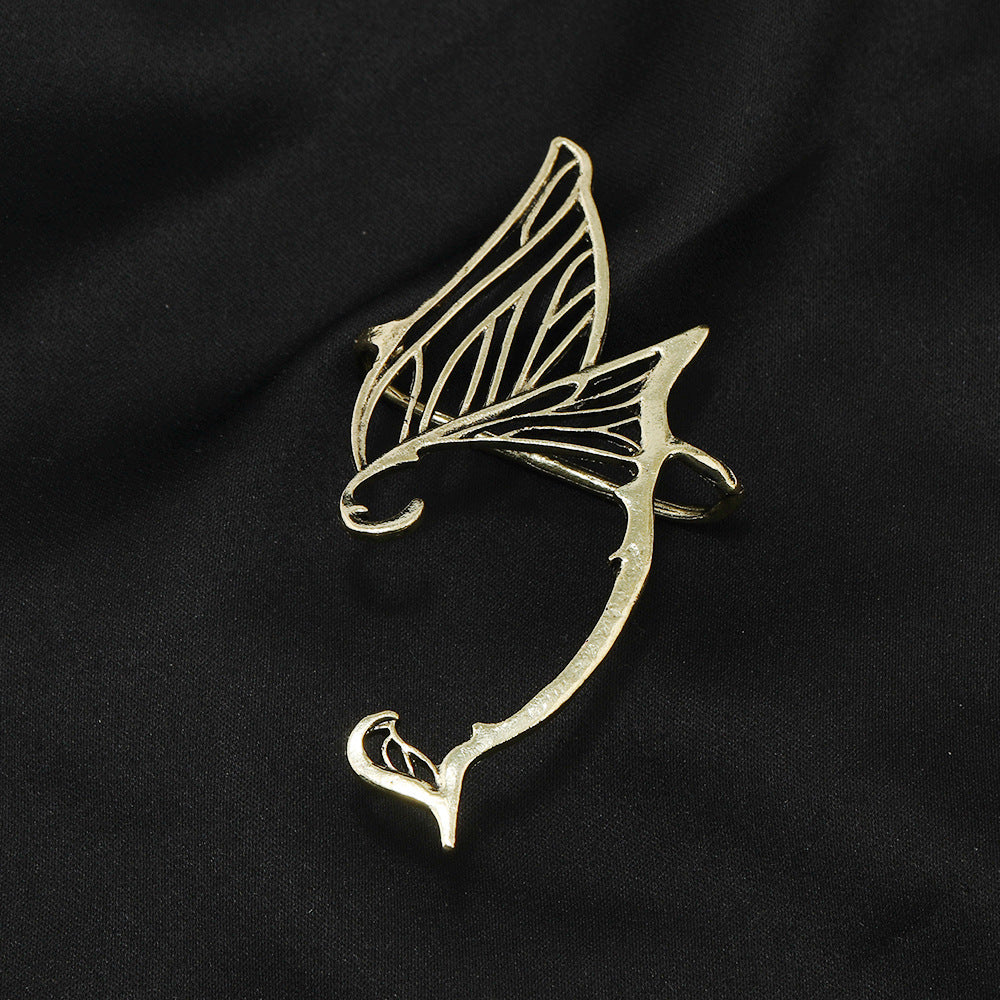 Women's Ear Clip Personalized Retro Hollow Butterfly Wings Elf Cuff Rings