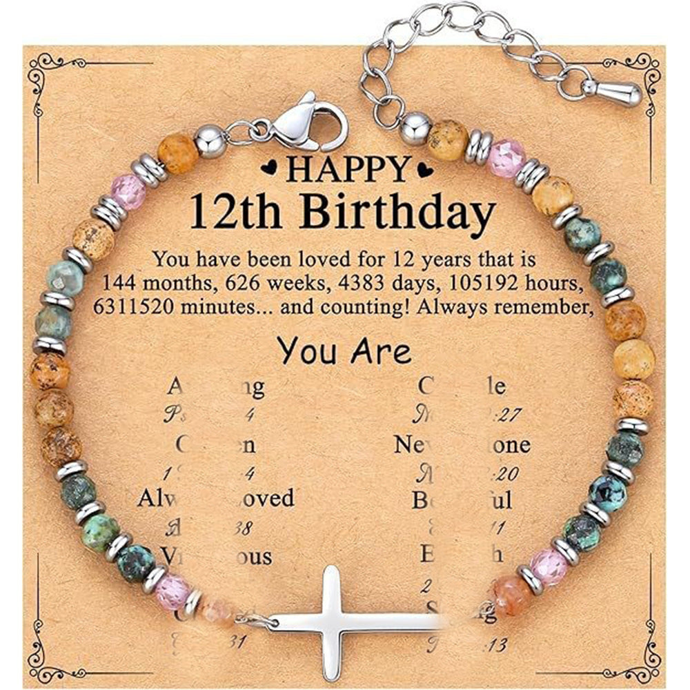 Natural Turquoise Cross Picture Stone Pink Crystal Bracelets
