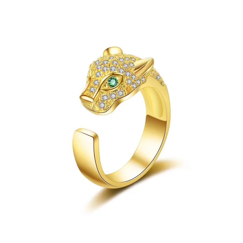 Moissanite Female Popular Leopard Head Opening Design Personality Rings