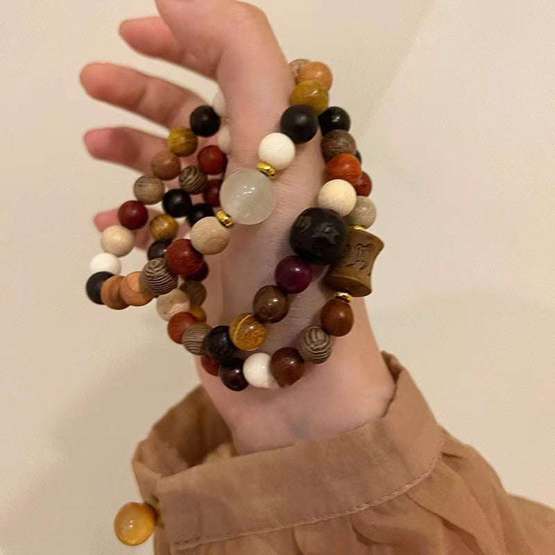 Women's Chinese Style Root Wooden Beaded Retro Bracelets