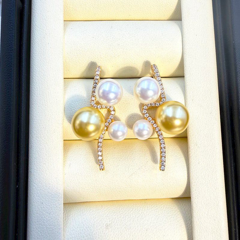 Women's Needle Full Diamond Curve Bubble High-grade Light Luxury Fashionable Earrings
