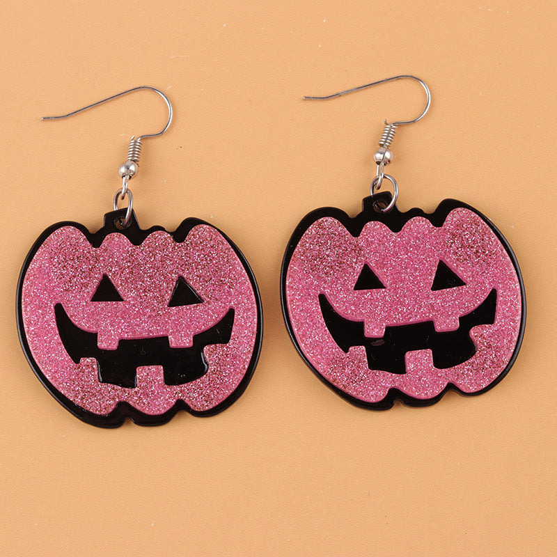 Halloween Design Sense Grimace Pumpkin Acrylic Creative Funny Earrings