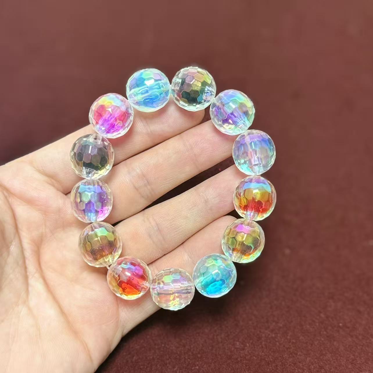 Polygon Cut Surface Acrylic Beads Inner Color Crystal Beaded Live Bracelet