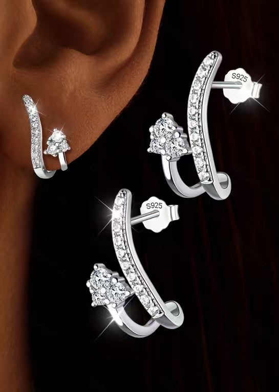 Women's Korean Style Fresh Curved Shiny Diamond Rings