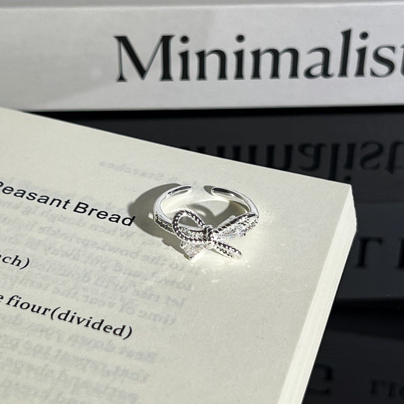 Light Luxury Sier Diamond Pieces Butterfly Mix Match Ring