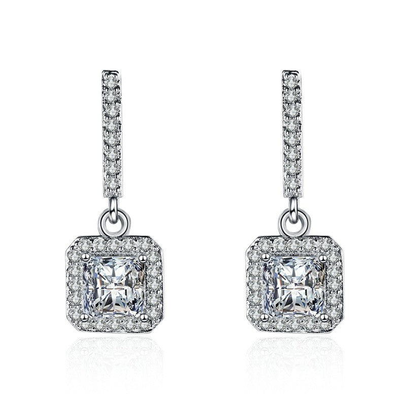 Women's Style Diamond Square Cute Fashion Small Creative Stud Earrings