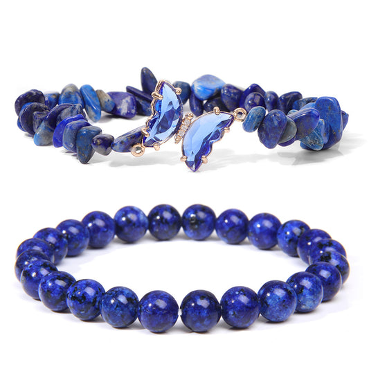 Butterfly Female Amethyst Stone Irregular Gravel Bracelets