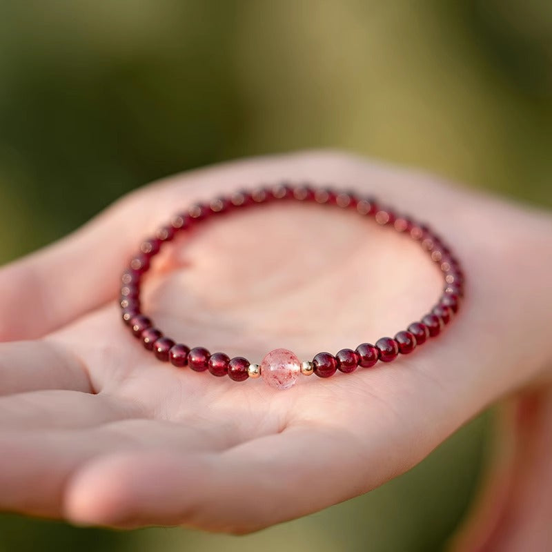Natural Wine Red Real Garnet Female Strawberry Lucky Bracelets