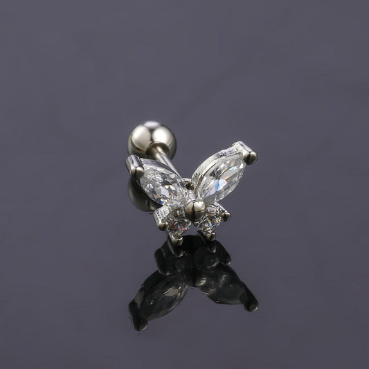 Men's Steel Piercing Ornaments Fashion Simple Butterfly Inlaid Earrings