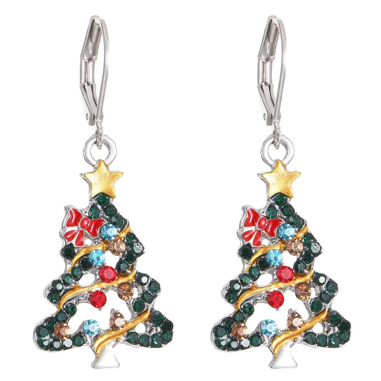 Women's Light Luxury Christmas Star Diamond Stitching Tree Earrings