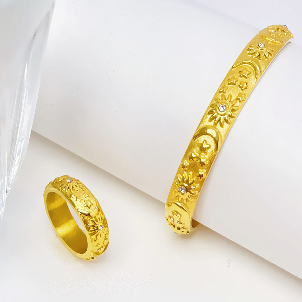 Design Embossed Sun Moon Graceful Fashionable Personality Rings