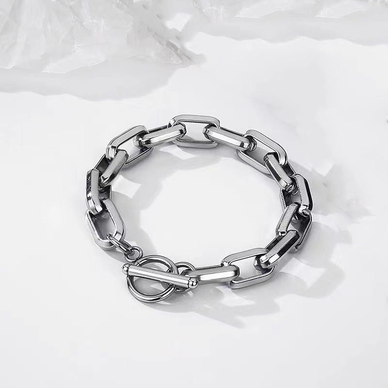 Men's Round Buckle Thick Straps Hip Hop Bracelet