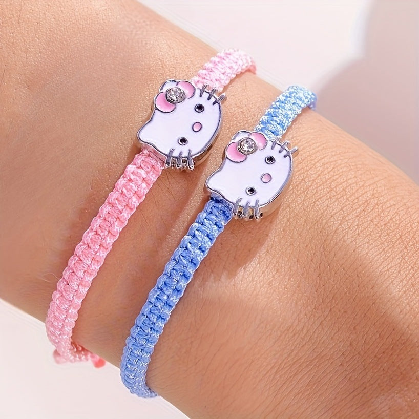 Cute Cartoon Anime Cat Head Carrying Strap Adjustable Kitty Bracelet