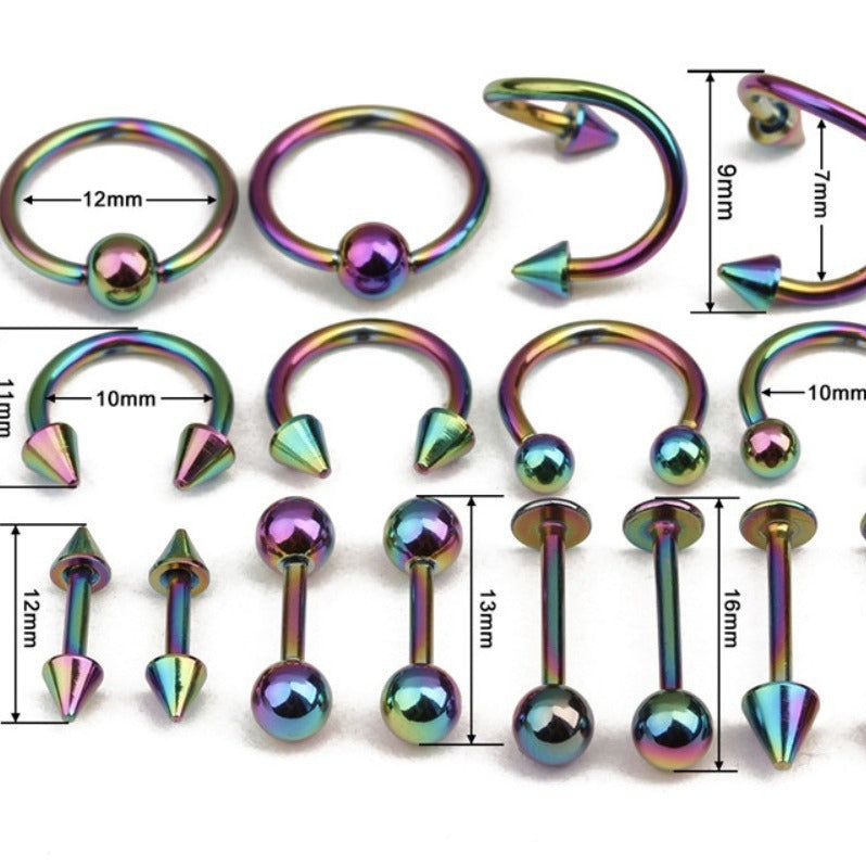 Tongue Pin Mixed Suit Stainless Steel Labret Eyebrow Nose Belly Stud Earrings