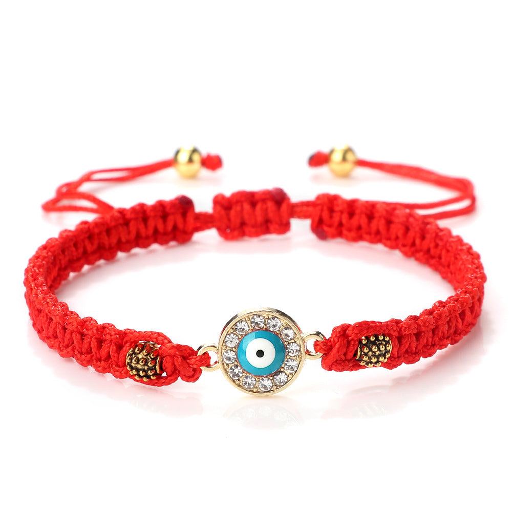 Women's & Men's Red Rope Safety Lock Devil's Eye Diamond Woven Hand Bracelet
