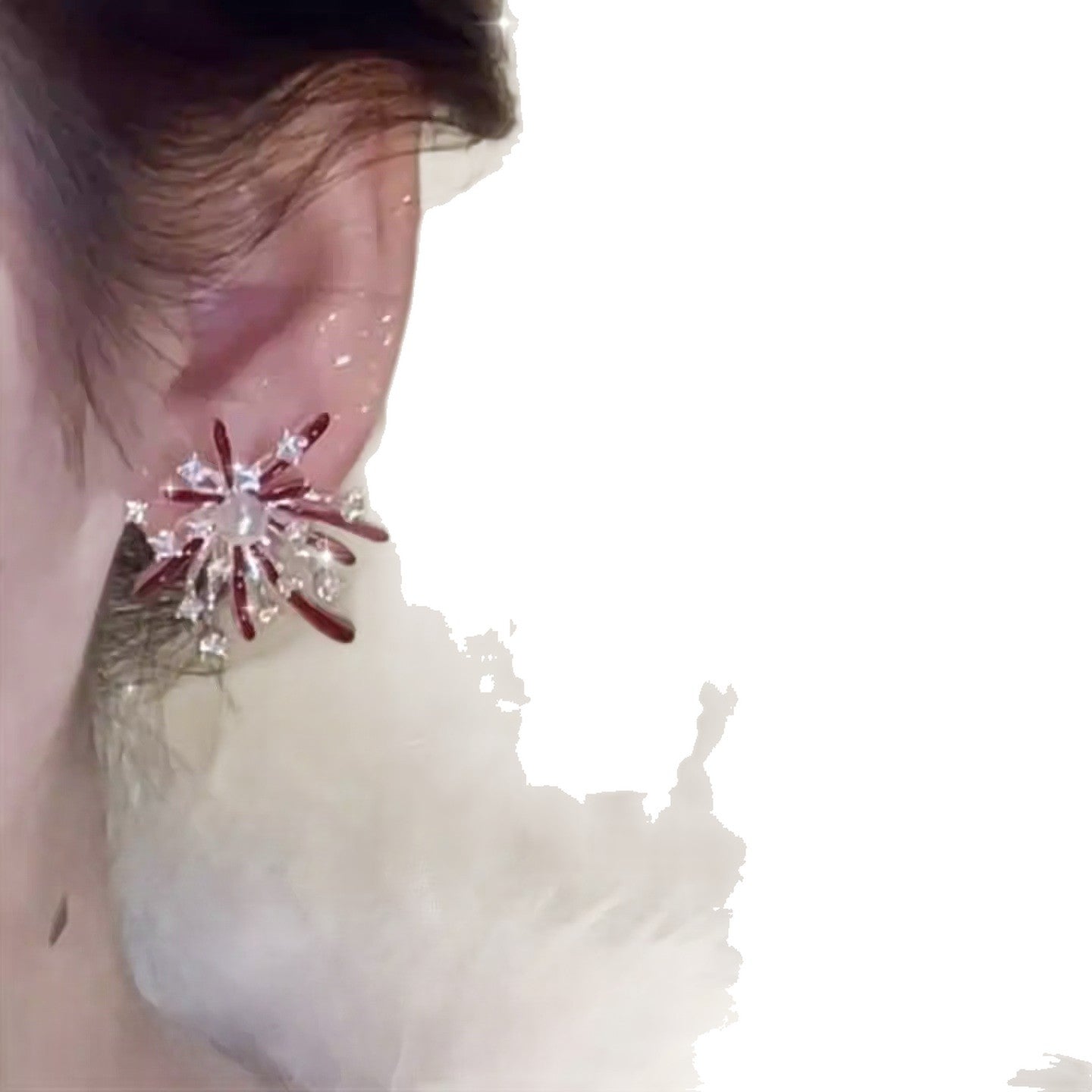 Red Fireworks Burst Fashionable Daily Commuter Earrings
