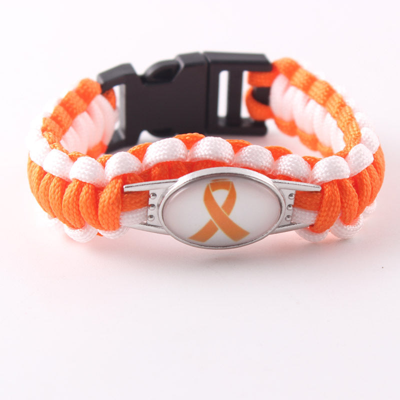 Women's Orange Ribbon Parachute Cord Camping Outdoor Bracelets