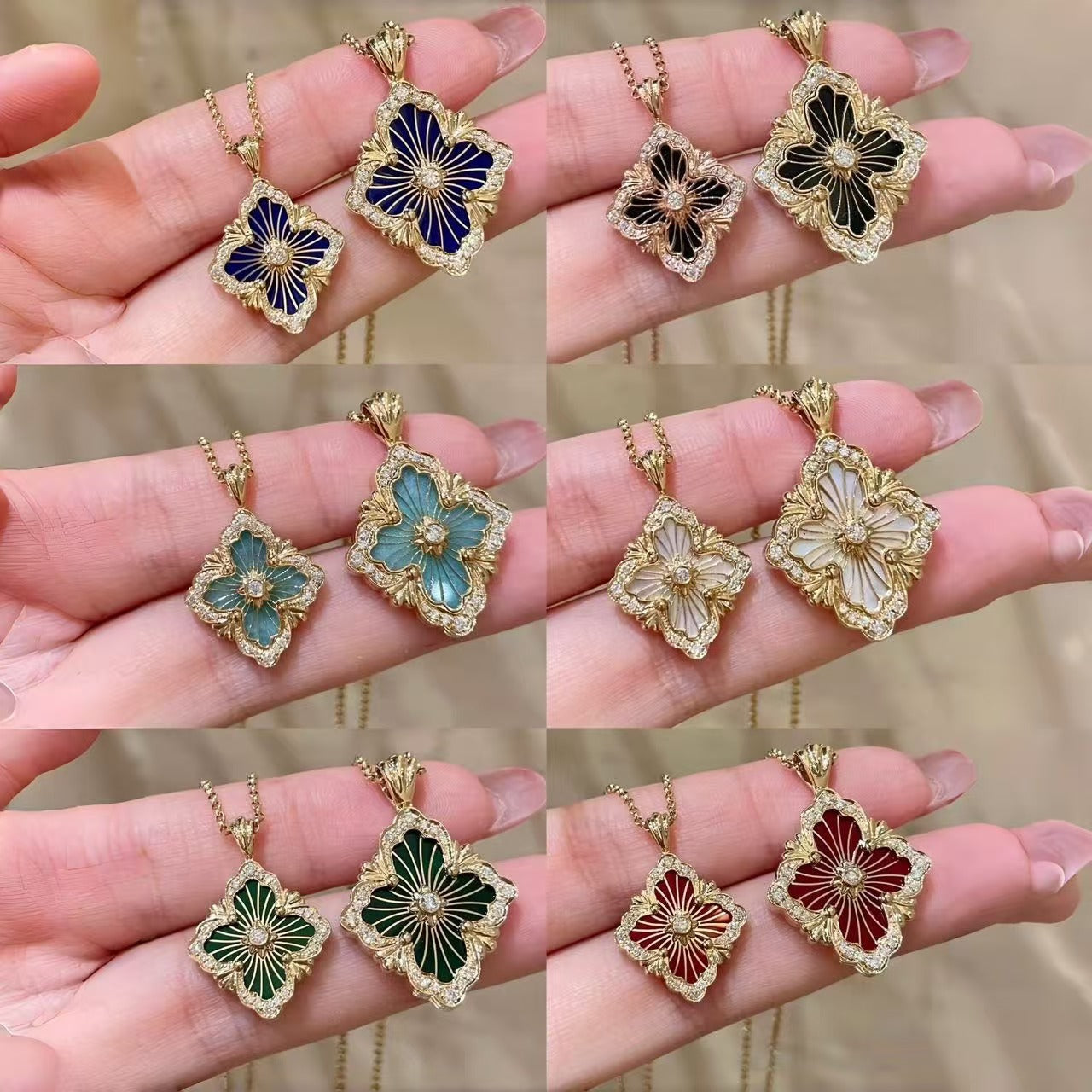 Women's Edition Opera Four-leaf Clover Gold-plated Fritillary Pendants